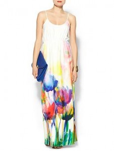 Venna Painted Ladies Floral Maxi Dress - Watercolor floral