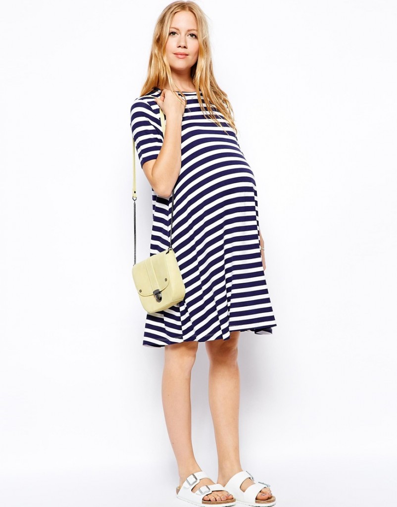 ASOS Maternity Swing Dress In Stripe